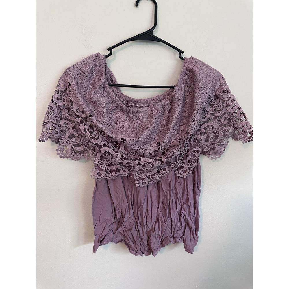 Vintage 2000s Charlotte Russe Lace Knit Off The Shoulder Top Shirt Fairy SMALL